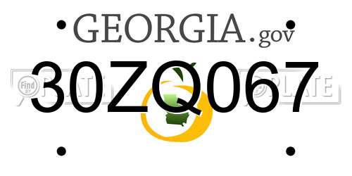 30ZQ067 Georgia License Plate