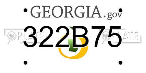 322B75 Georgia License Plate
