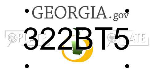 322BT5 Georgia License Plate