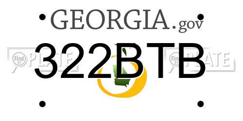 322BTB Georgia License Plate