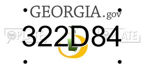 322D84 Georgia License Plate