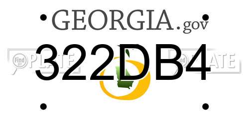 322DB4 Georgia License Plate