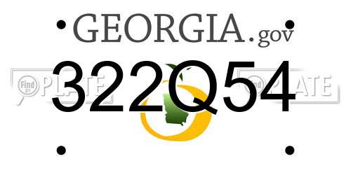 322Q54 Georgia License Plate