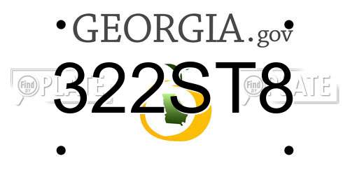 322ST8 Georgia License Plate