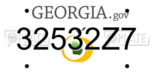 32532Z7 Georgia License Plate