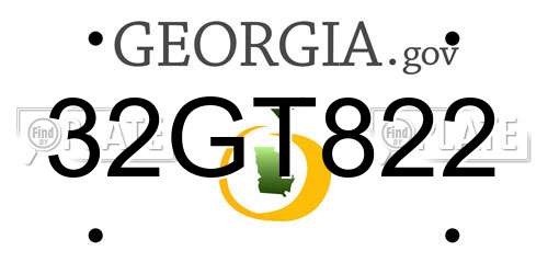 32GT822 Georgia License Plate