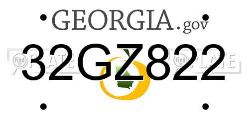 32GZ822 Georgia License Plate