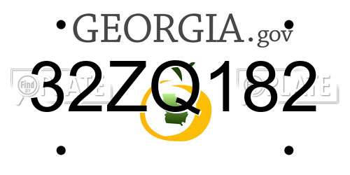 32ZQ182 Georgia License Plate