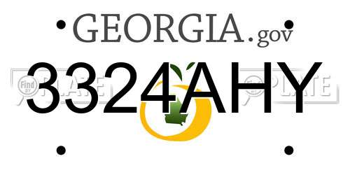 3324AHY Georgia License Plate
