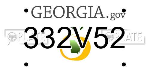332V52 Georgia License Plate