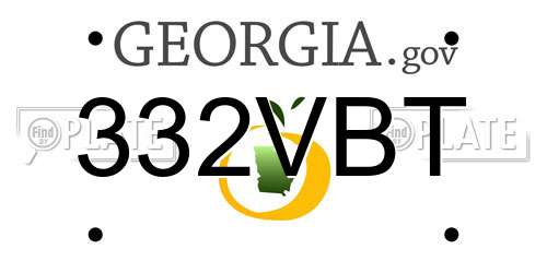 332VBT Georgia License Plate