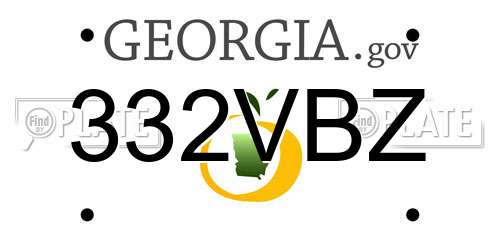 332VBZ Georgia License Plate