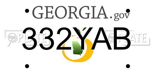 332YAB Georgia License Plate