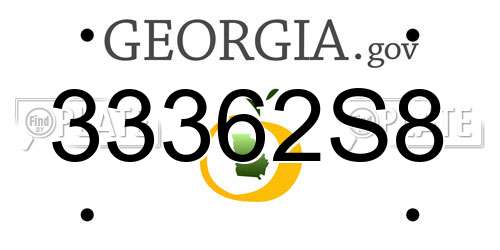 33362S8 Georgia License Plate