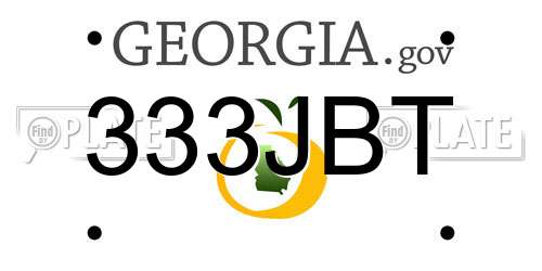 333JBT Georgia License Plate