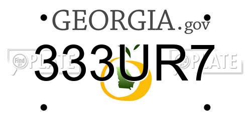 333UR7 Georgia License Plate