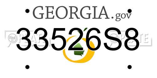 33526S8 Georgia License Plate