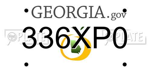 336XP0 Georgia License Plate