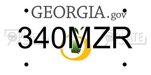 340MZR Georgia License Plate