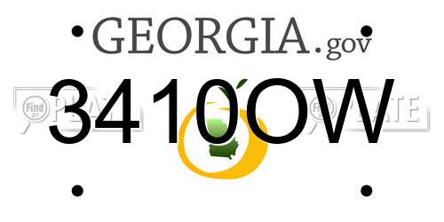 3410OW Georgia License Plate