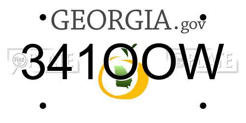 341OOW Georgia License Plate