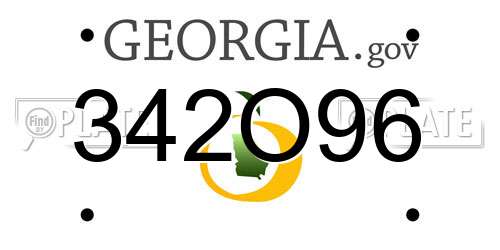 342O96 Georgia License Plate