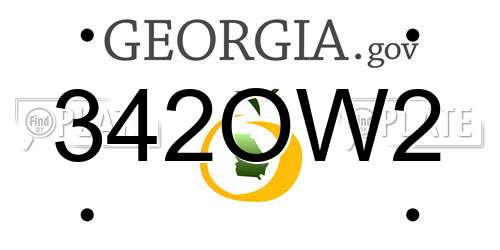 342OW2 Georgia License Plate