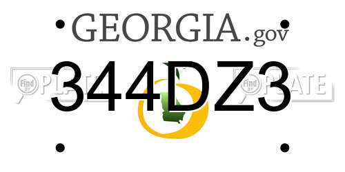 344DZ3 Georgia License Plate