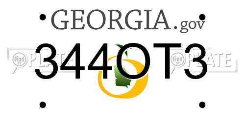 344OT3 Georgia License Plate