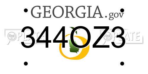 344OZ3 Georgia License Plate