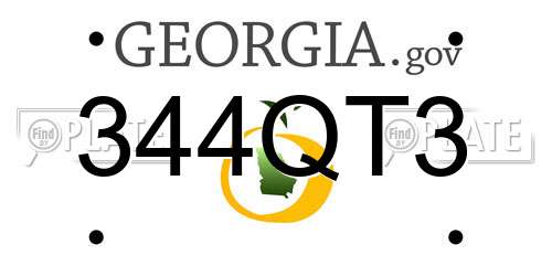 344QT3 Georgia License Plate