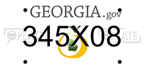 345X08 Georgia License Plate