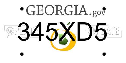 345XD5 Georgia License Plate
