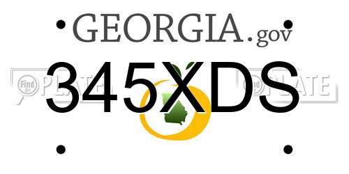 345XDS Georgia License Plate