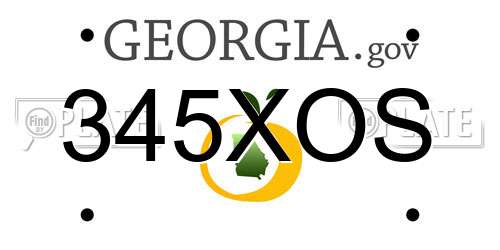 345XOS Georgia License Plate