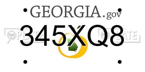 345XQ8 Georgia License Plate