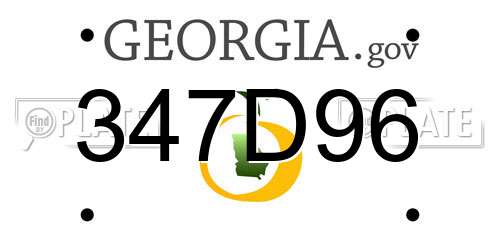 347D96 Georgia License Plate