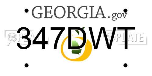 347DWT Georgia License Plate