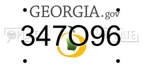 347O96 Georgia License Plate