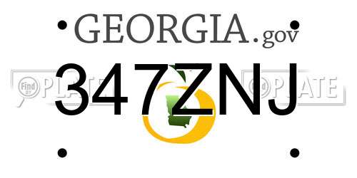 347ZNJ Georgia License Plate