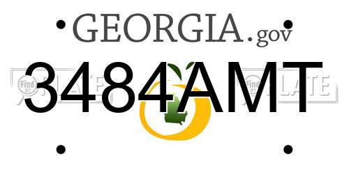 3484AMT Georgia License Plate