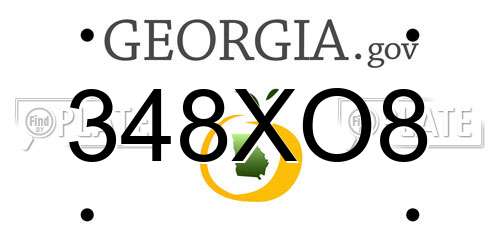 348XO8 Georgia License Plate