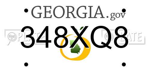 348XQ8 Georgia License Plate