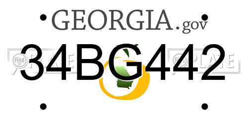 34BG442 Georgia License Plate