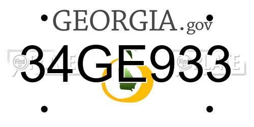 34GE933 Georgia License Plate