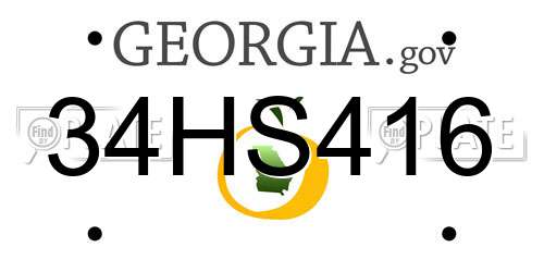 34HS416 Georgia License Plate
