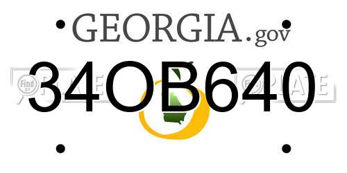 34OB640 Georgia License Plate