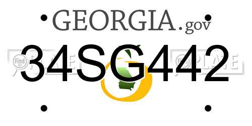 34SG442 Georgia License Plate