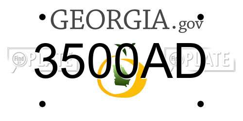 3500AD Georgia License Plate