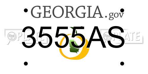 3555AS Georgia License Plate